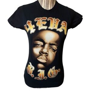 RARE Biggie Smalls Tee Medium Jrs Black 4EVA B.I.G. Brooklyn Mint 100% Cotton